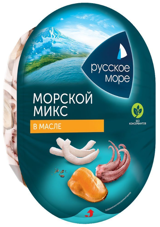 Коктейль из морепродуктов РУССКОЕ МОРЕ "Морской микс" в масле 180 г