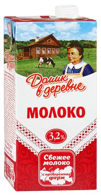 Молоко ДОМИК В ДЕРЕВНЕ ультрапастеризованное 950 мл 3,2%