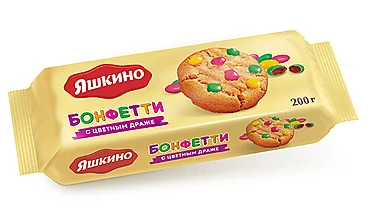 Печенье ЯШКИНО "Бонфетти" сдобное с цветным драже 200 г