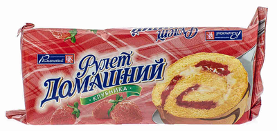 Рулет "Домашний" бисквитный клубничный 150 г