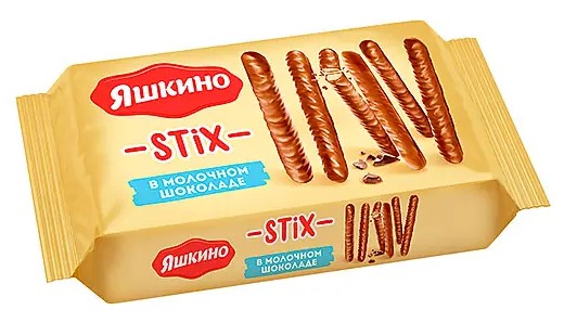 Печенье ЯШКИНО "Stix" сахарное в молочном шоколаде 130 г