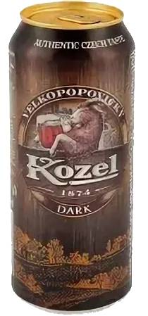 Пивной напиток "Velkopopovicky Kozel Cerny" пастеризованный ж/банка 3,7%  0.45 л.