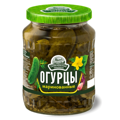 Огурцы СЕМИЛУКСКАЯ ТРАПЕЗА маринованные 680 гр