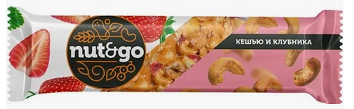 Батончик NUT&GO кешью-клубника 36 г