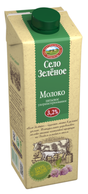 Молоко СЕЛО ЗЕЛЕНОЕ ультрапастеризованное 950 мл 3,2%