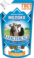 Молоко сгущенное АЛЕКСЕЕВСКОЕ цельное с сахаром 270 г 8,5%