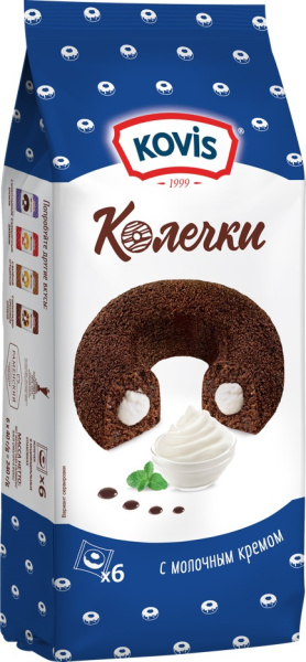 Пирожное KOVIS "Колечки" сдобные с молочным кремом 240 г