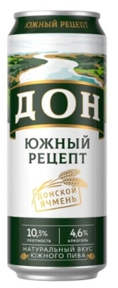 Пиво светлое «Дон Южный рецепт». Пастеризованное