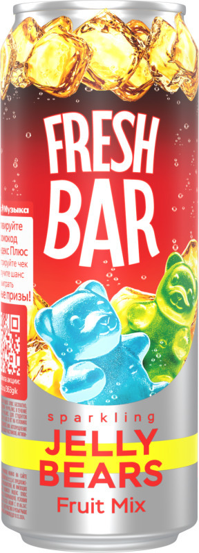 Напиток FRESH BAR "Jelly Bears" сильногазированный ж/б 0.45 л