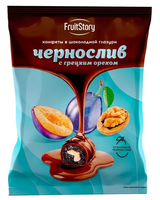 Конфеты FRUITSTORY Чернослив с грецким орехом в темной шоколадной глазури вес.кг
