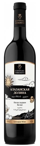 Вино сортовое ординарное "Алазанская долина" серия Шато Орхеви  белое полусладкое 0.75 л.