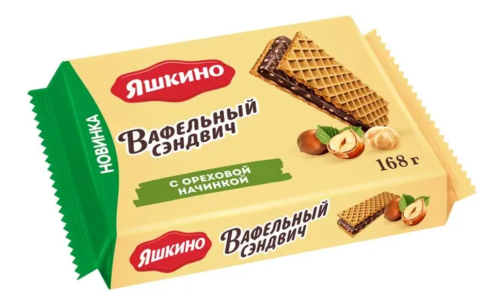 Вафельный сэндвич Яшкино с ореховой начинкой 168 г