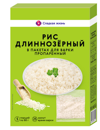 Рис Длиннозерный в Пакетах для Варки 5*80г Сладкая Жизнь