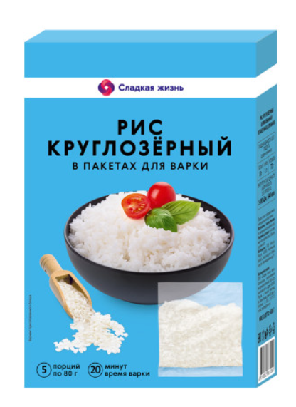 Рис Круглозерный в Пакетах для Варки 5*80г Сладкая Жизнь