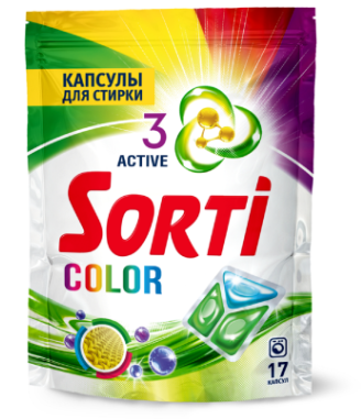 Капсулы для стирки SORTI "Color" 17 шт