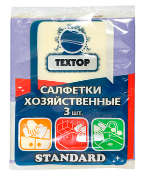 Салфетки TEXTOP "Standard" хозяйственные вискозные 3 шт