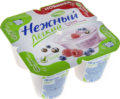 Йогуртный продукт CAMPINA "Нежный. Легкий" с соком лесных ягод 95 г 0,1%