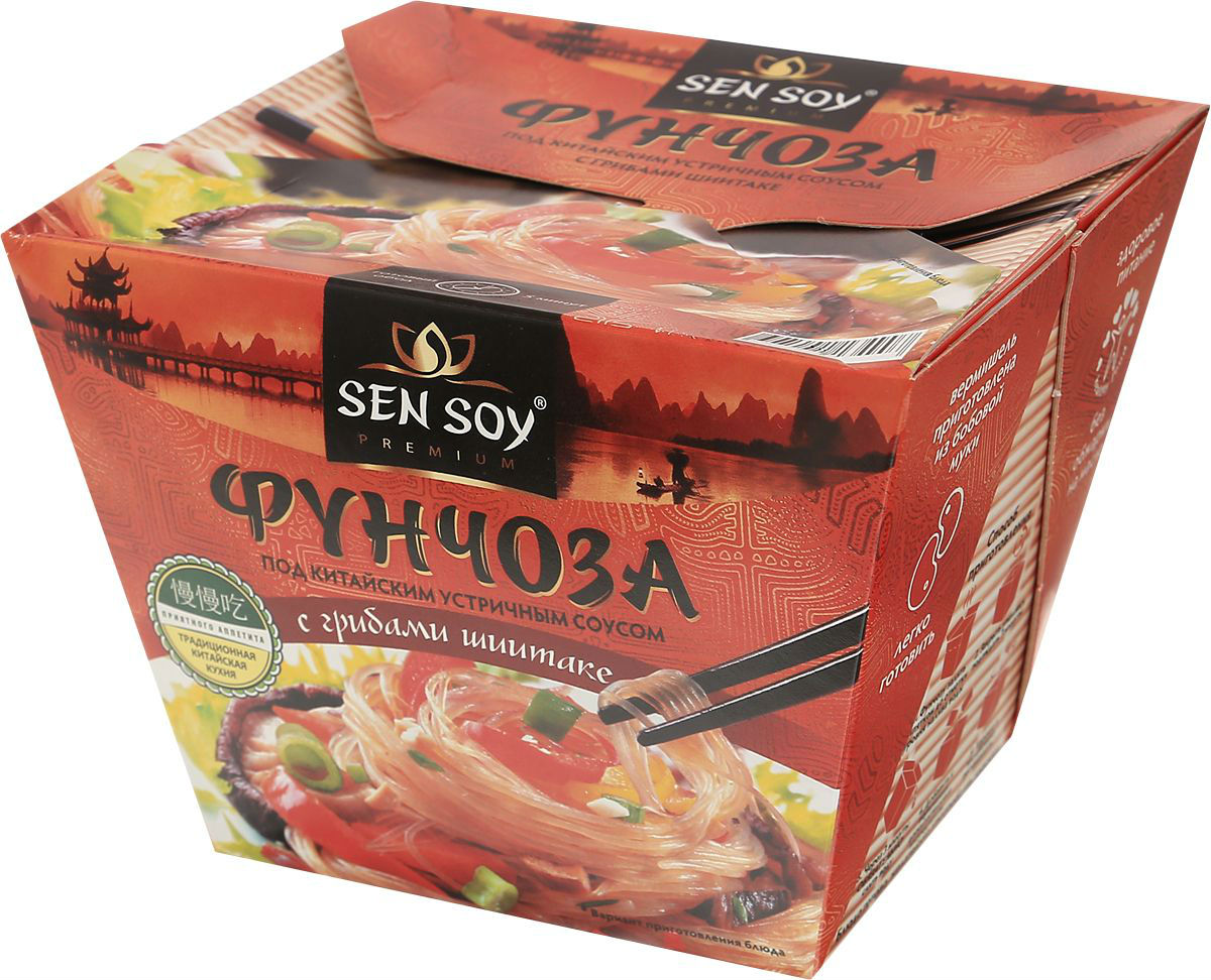 Вермишель SEN SOY Премиум "Фунчоза" с грибами шиитаке под китайским устричным соусом 125 г