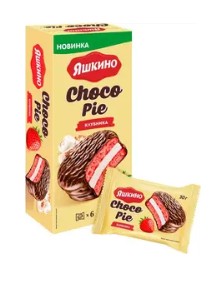 Печенье ЯШКИНО "Choco Pie. Клубника" сдобное глазированное 180 г