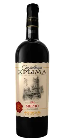 Вино полусладкое красное "Мерло" "Сокровища КРЫМА"
