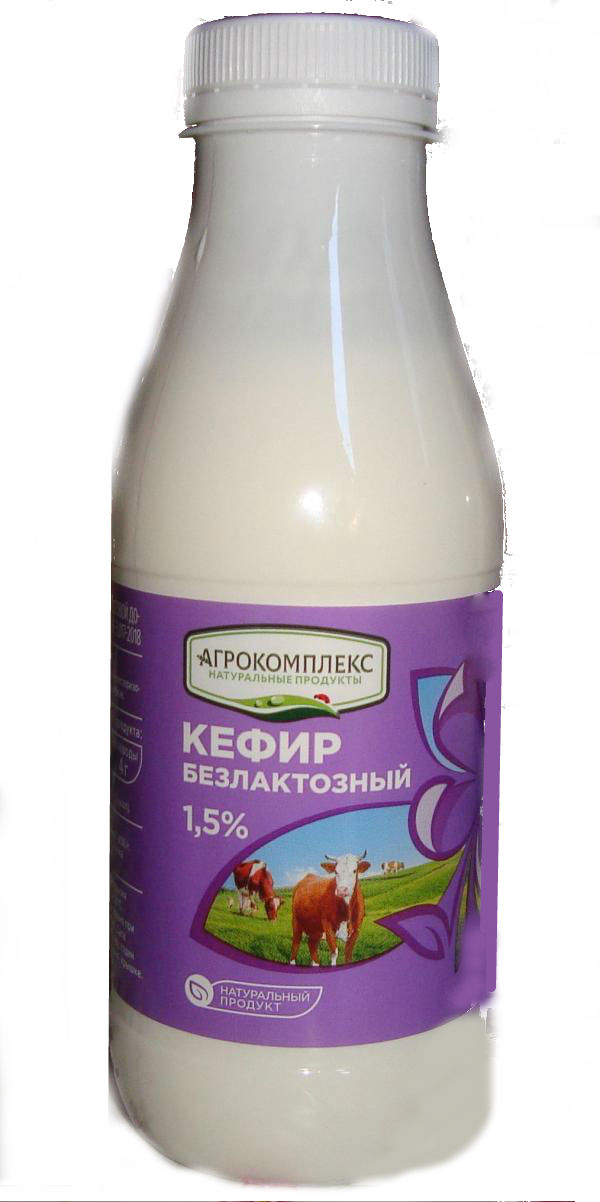 Кефир АГРОКОМПЛЕКС безлактозный 400 г 1,5%