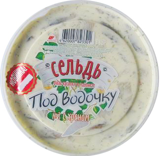 Сельдь ВКУСНОЕ МОРЕ "№3 под водочку с хреном" филе-кусочки в майонезе 180 г