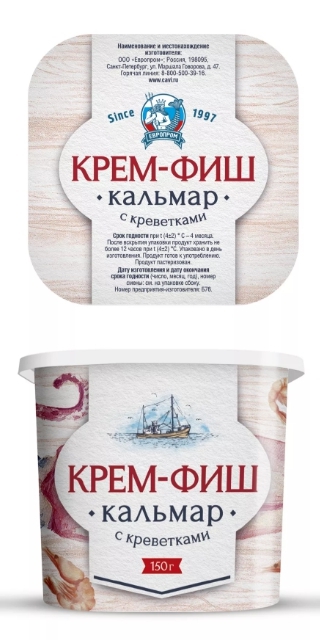 Паста ЕВРОПРОМ "Крем-фиш" кальмар с креветками 150 г