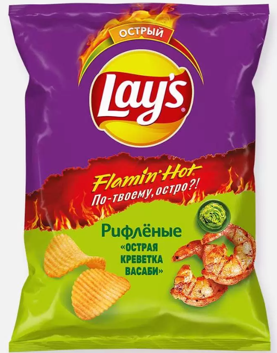 Чипсы LAYS "Острая креветка васаби" рифленые 105 г