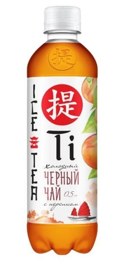 Холодный чай TI черный с персиком 0.5 л