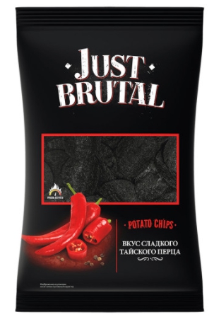 Чипсы "Just Brutal" черные со вкусом тайского сладкого перца 85 гр