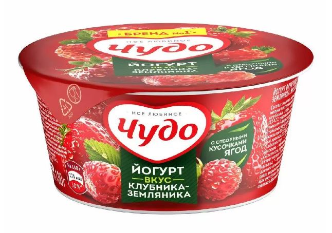Йогурт ЧУДО клубника-земляника 130 г 2,0%