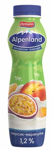 Йогурт питьевой ALPENLAND персик-маракуйя 290 г 1,2%