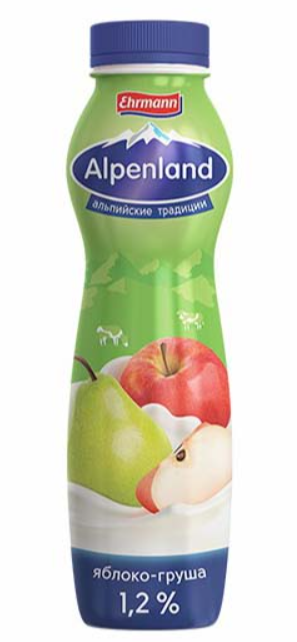 Йогурт питьевой ALPENLAND яблоко-груша 290 мл 1,2%