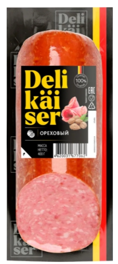 Колбаса DELIKAIZER "Сервелат ореховый" варено-копченая 400 г