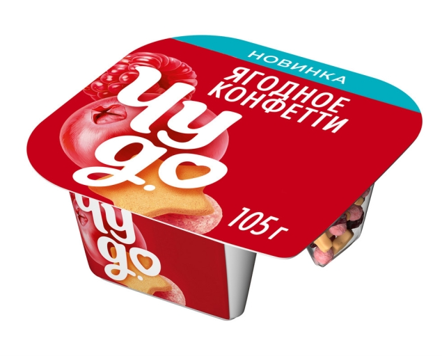 Йогурт ЧУДО "Ягодное конфетти" со сливочно-ванильным печеньем, клюквой и злаковыми шариками со вкусом малины 105 г 4%