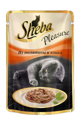 Корм для кошек SHEBA "Pleasure" из телятины и языка 85 г