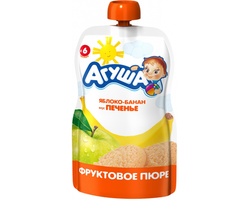 Пюре Агуша яблоко-банан вкус печенье 6+ мес. 90 г