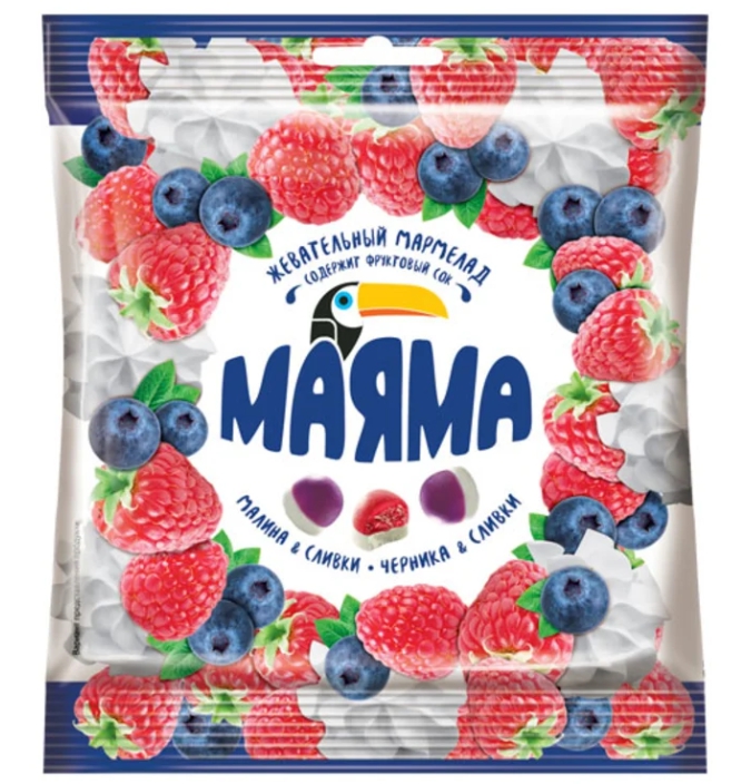 Мармелад жевательный МАЯМА со вкусом клубники и черники со сливками 70 г