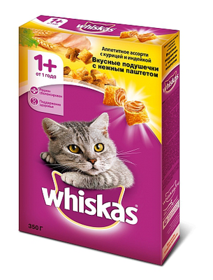 Корм для кошек WHISKAS Аппетитное ассорти с курицей и индейкой 350 г