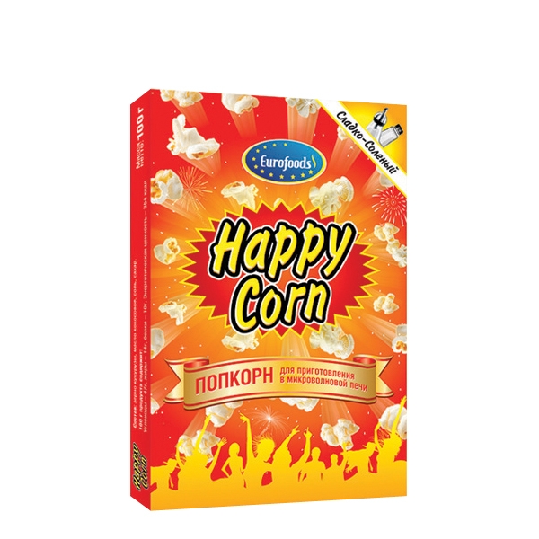 Попкорн HAPPY CORN сладко-соленый для микроволновой печи 100 г