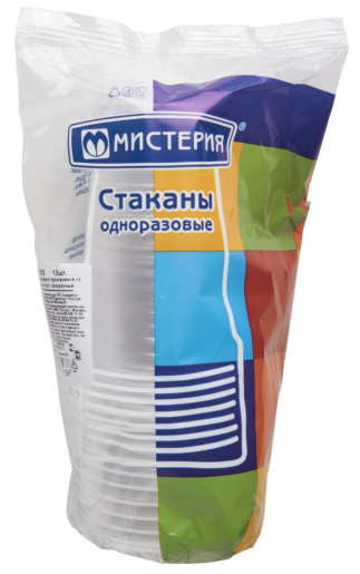 Стакан одноразовый МИСТЕРИЯ прозрачный 200 мл 12 шт