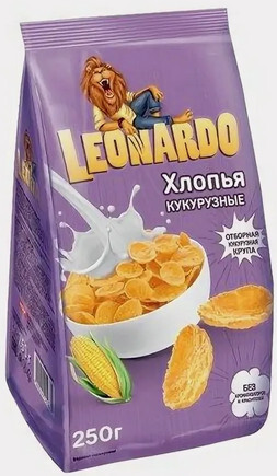 Сухие Завтраки Leonardo Кукурузные Хлопья 250 гр