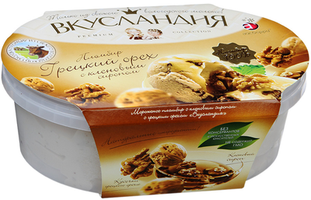 Мороженое ВКУСЛАНДИЯ "Грецкий орех с кленовым сиропом" пломбир 450 г 15,9%