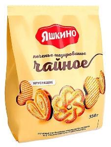 Печенье ЯШКИНО "Чайное" сахарное с глазурью 350 г