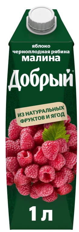 Нектар ДОБРЫЙ яблоко, малина и черноплодная рябина 1 л