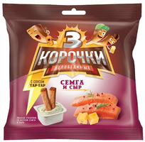 Сухарики ТРИ КОРОЧКИ ржано-пшеничные семга и сыр 60 г