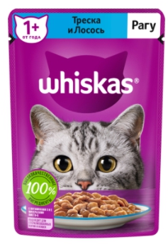 Корм для кошек WHISKAS рагу треска и лосось 75 г