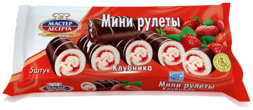 Мини-рулеты МАСТЕР ДЕСЕРТА бисквитные клубничные 175 г