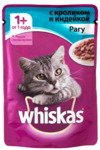 Корм для кошек WHISKAS рагу с кроликом и индейкой 85 г