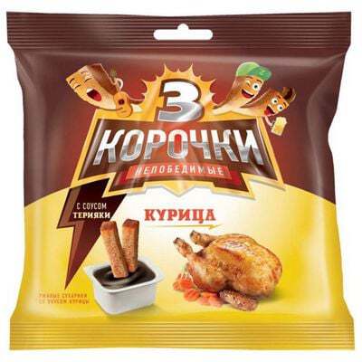 Сухарики ТРИ КОРОЧКИ ржаные курица с соусом терияки 60 г